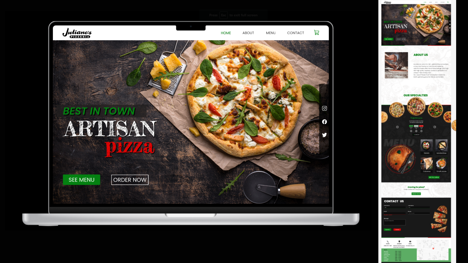 Pizzeria website re-design